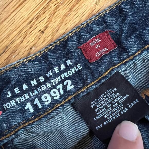 Parish Jeans Mens 42 Flap Pocket Baggy Thick Stitch Skate Blue Distressed - Picture 6 of 10